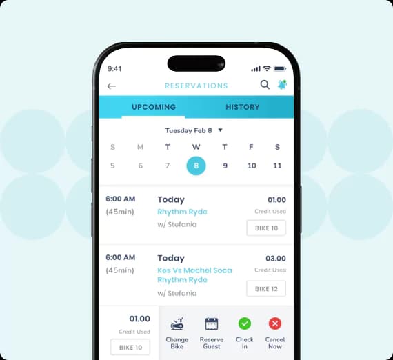 The Dotbooker mobile app showing upcoming reservations