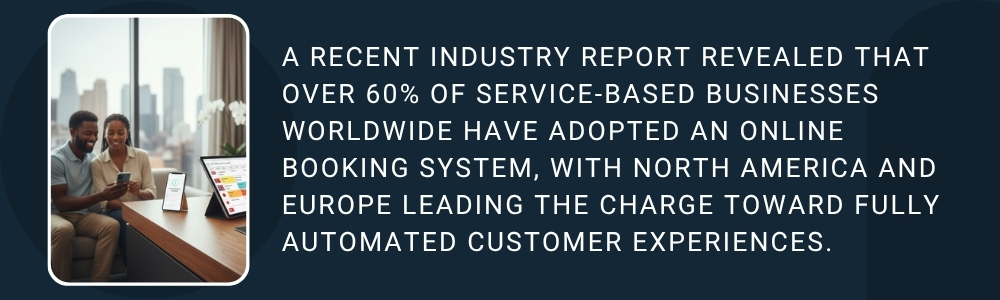Over 60% of global service businesses now use online automated booking systems Over 60% of global service businesses now use online automated booking systems