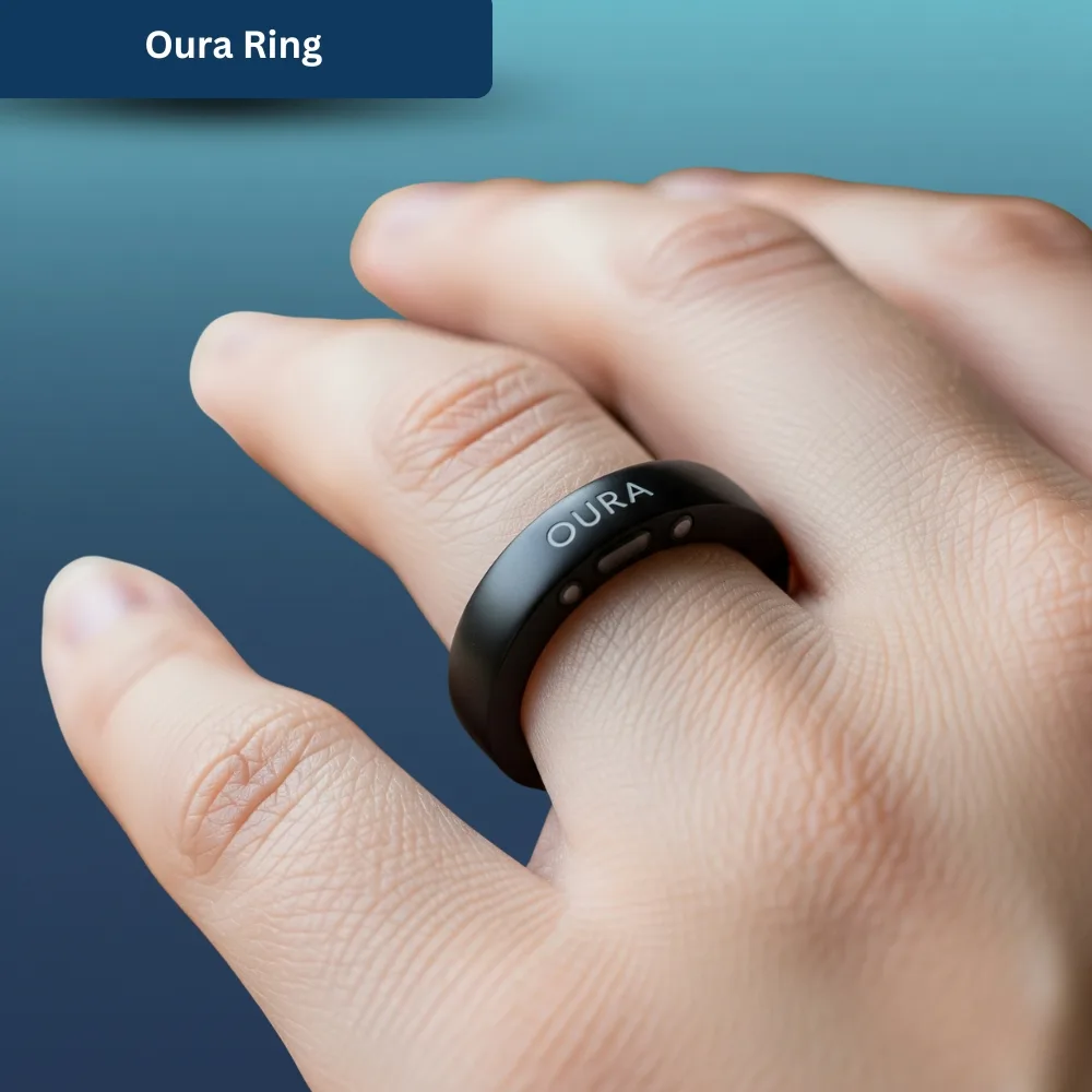  An Oura Ring, a wearable health tracker worn on a finger