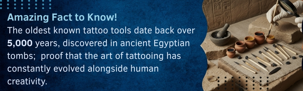 Ancient Egyptian tattoo tools displayed in an archaeological setting Ancient Egyptian tattoo tools displayed in an archaeological setting