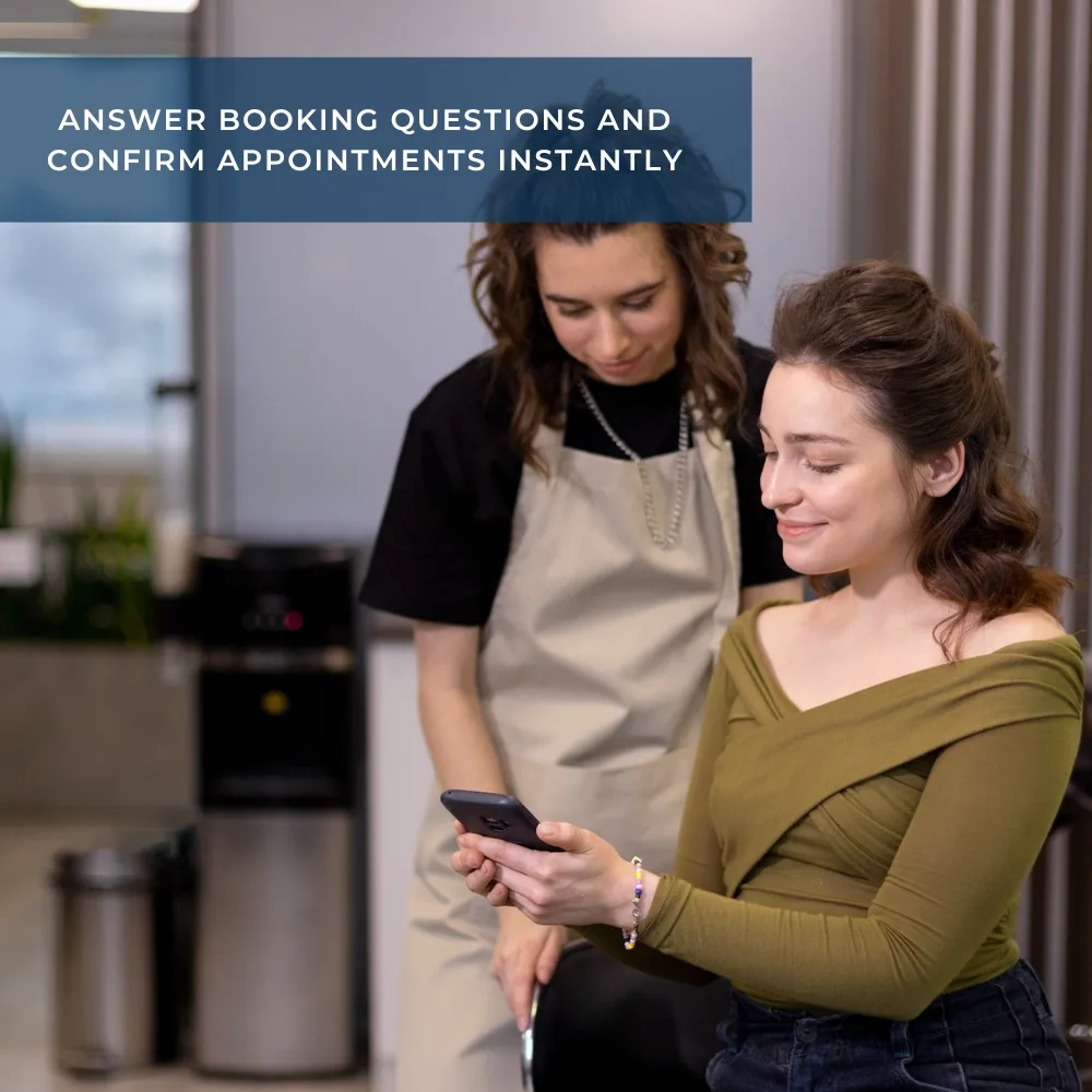 Client booking salon appointment instantly via digital beauty bot