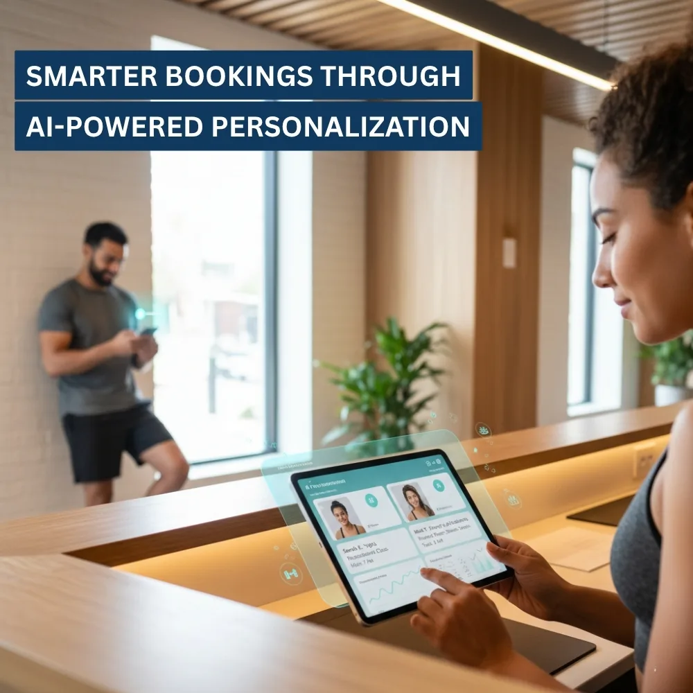 Gym member uses AI-powered app for personalized class booking Gym member uses AI-powered app for personalized class booking