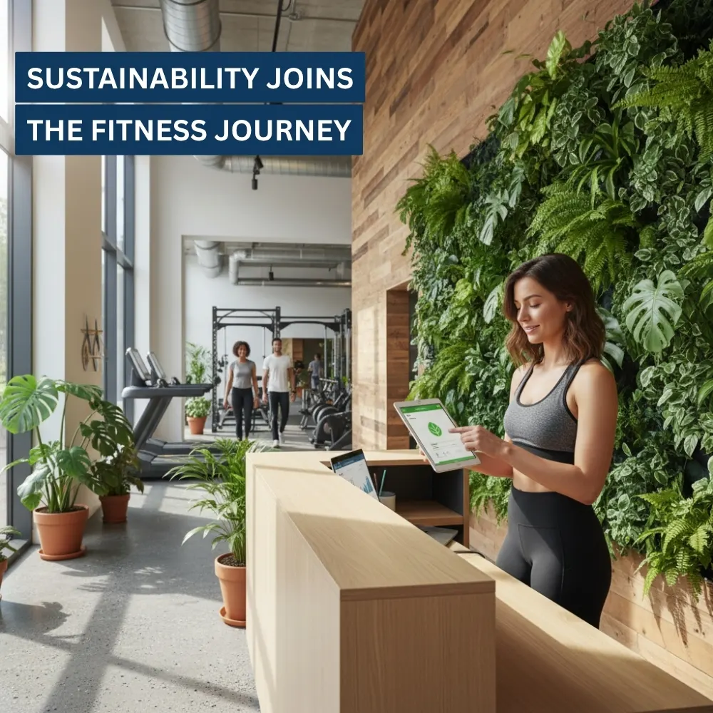 Gym staff uses digital check-in system promoting paperless sustainability Gym staff uses digital check-in system promoting paperless sustainability