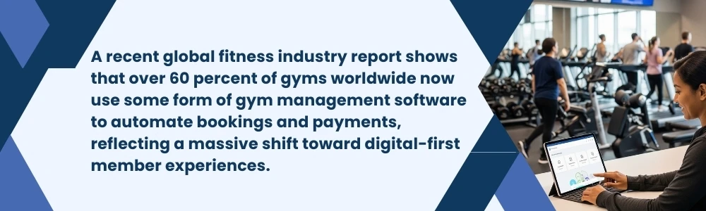 Gym staff using management software to automate bookings and payments