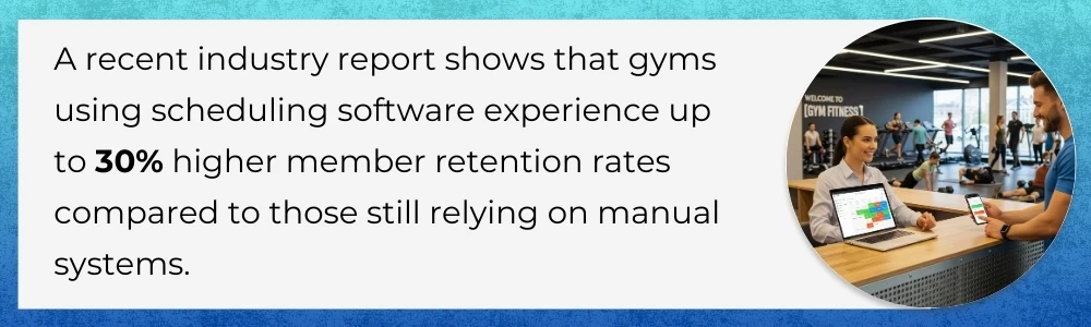 Gyms using scheduling software see 30% higher retention than manual