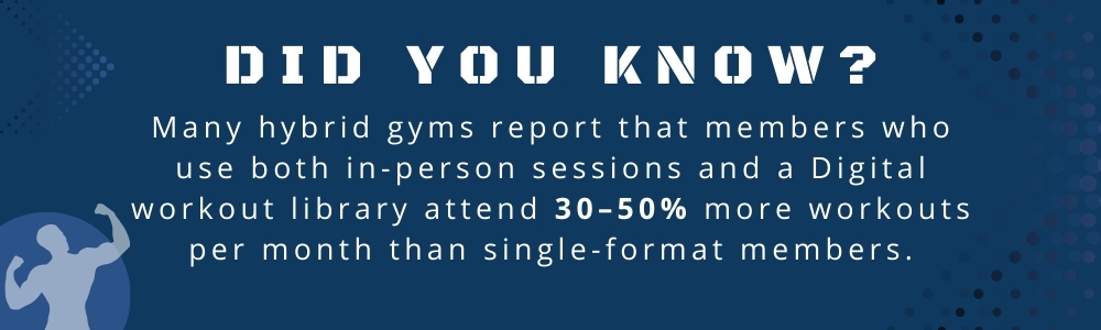 Gym member viewing a digital workout library on a tablet inside a studio 