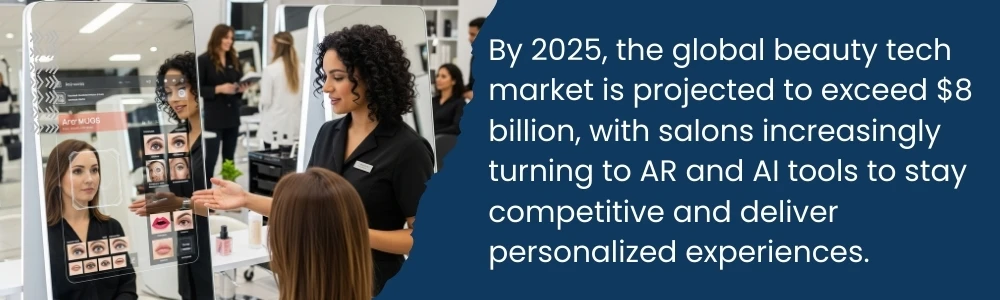 Salon using AR and AI tools for personalized beauty tech services