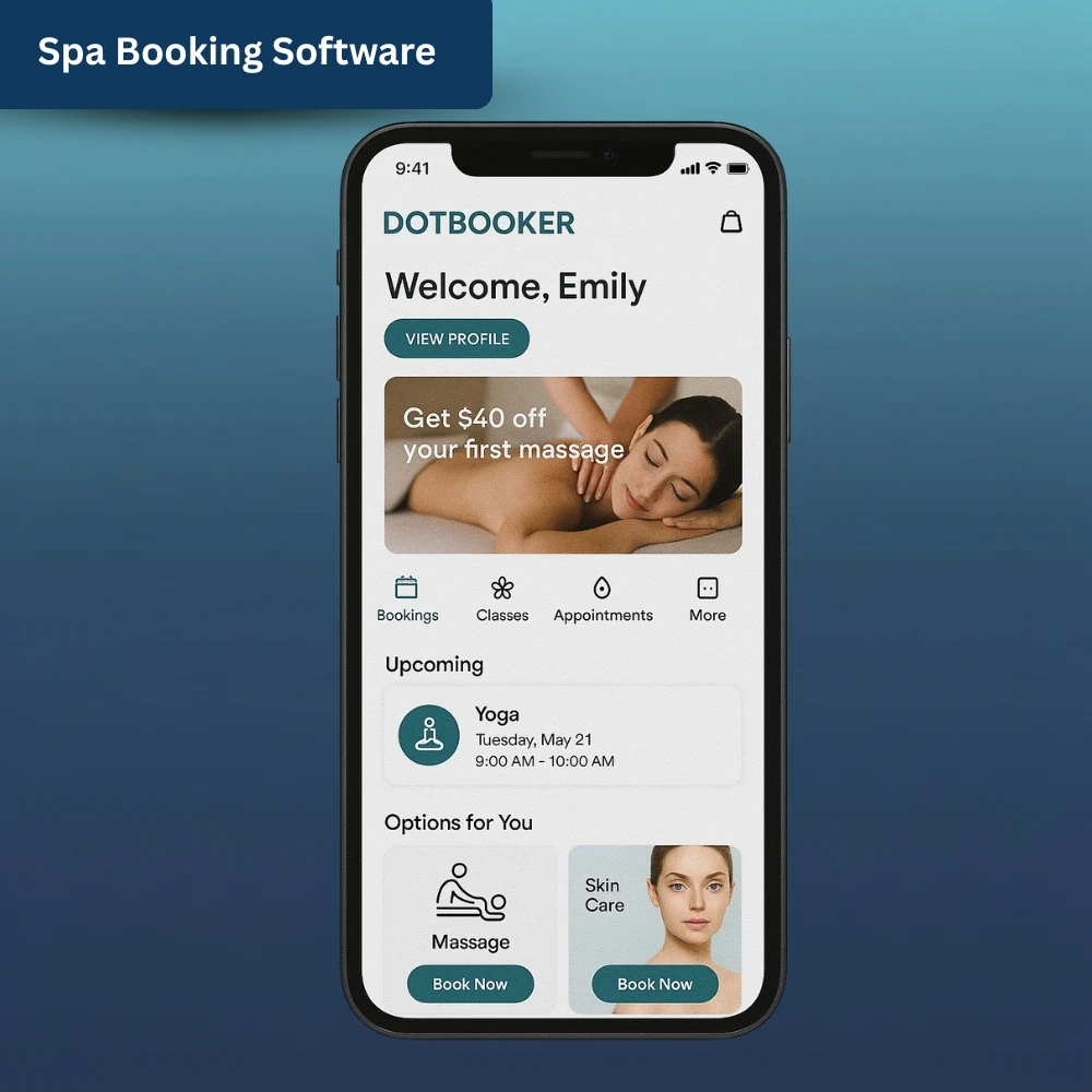 Spa appointment booking app calendar