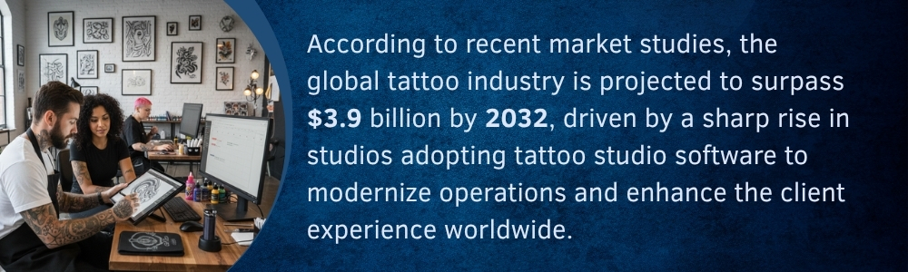 Tattoo artist using digital tools to manage bookings in modern studio Tattoo artist using digital tools to manage bookings in modern studio