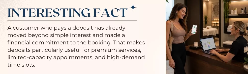 Customer confirming a service appointment with an advance deposit