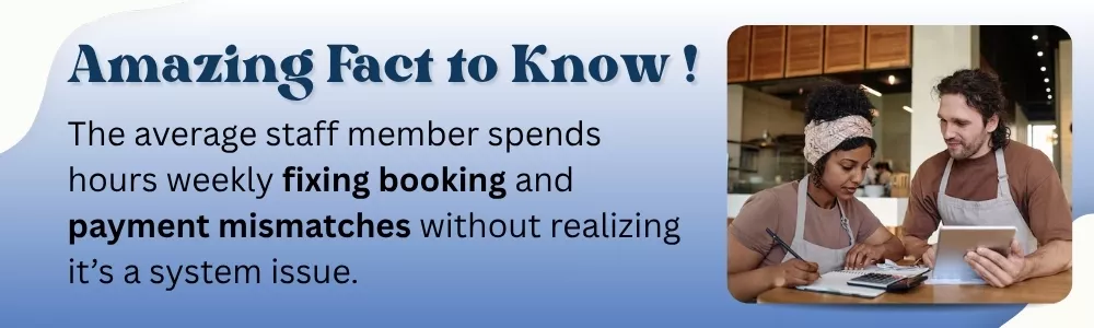 Staff spending hours weekly fixing manual booking and payment mismatches