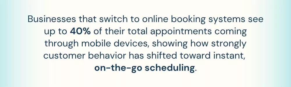 Customers increasingly use mobile devices for instant appointment booking