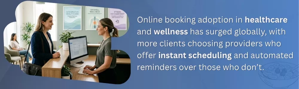 Healthcare and wellness online booking adoption for instant patient scheduling