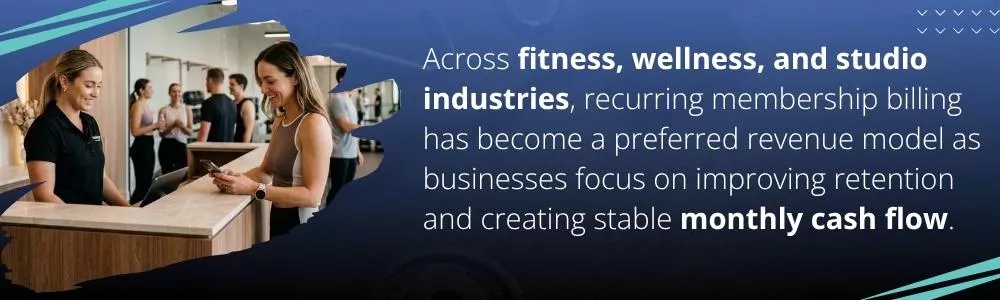 recurring membership billing creates stable monthly cash flow across fitness industries