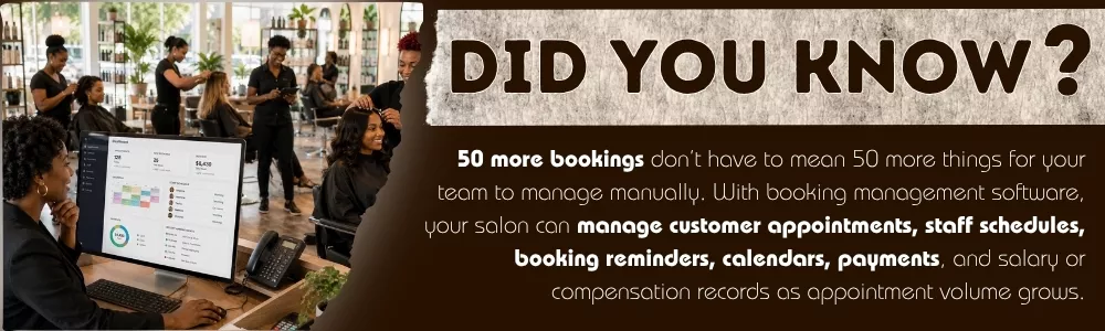 Salon software managing 50 additional bookings and daily operations