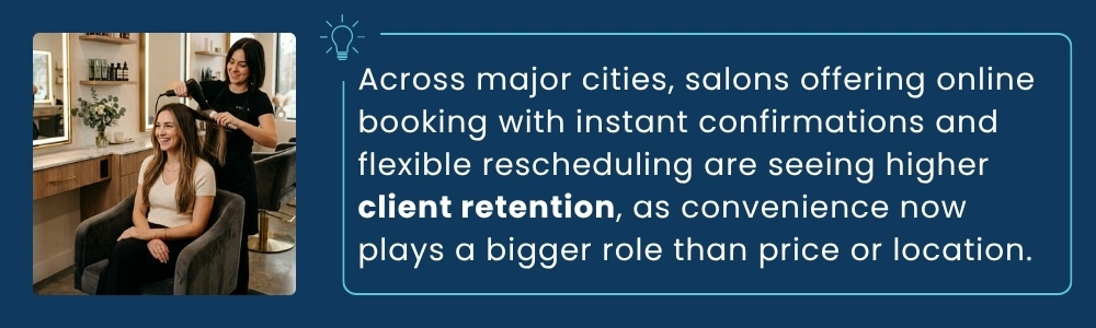 Online booking with instant confirmation improves client retention