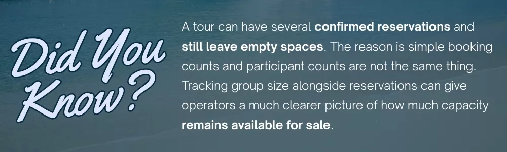 Cayman tour operator checking excursion bookings and remaining guest capacity
