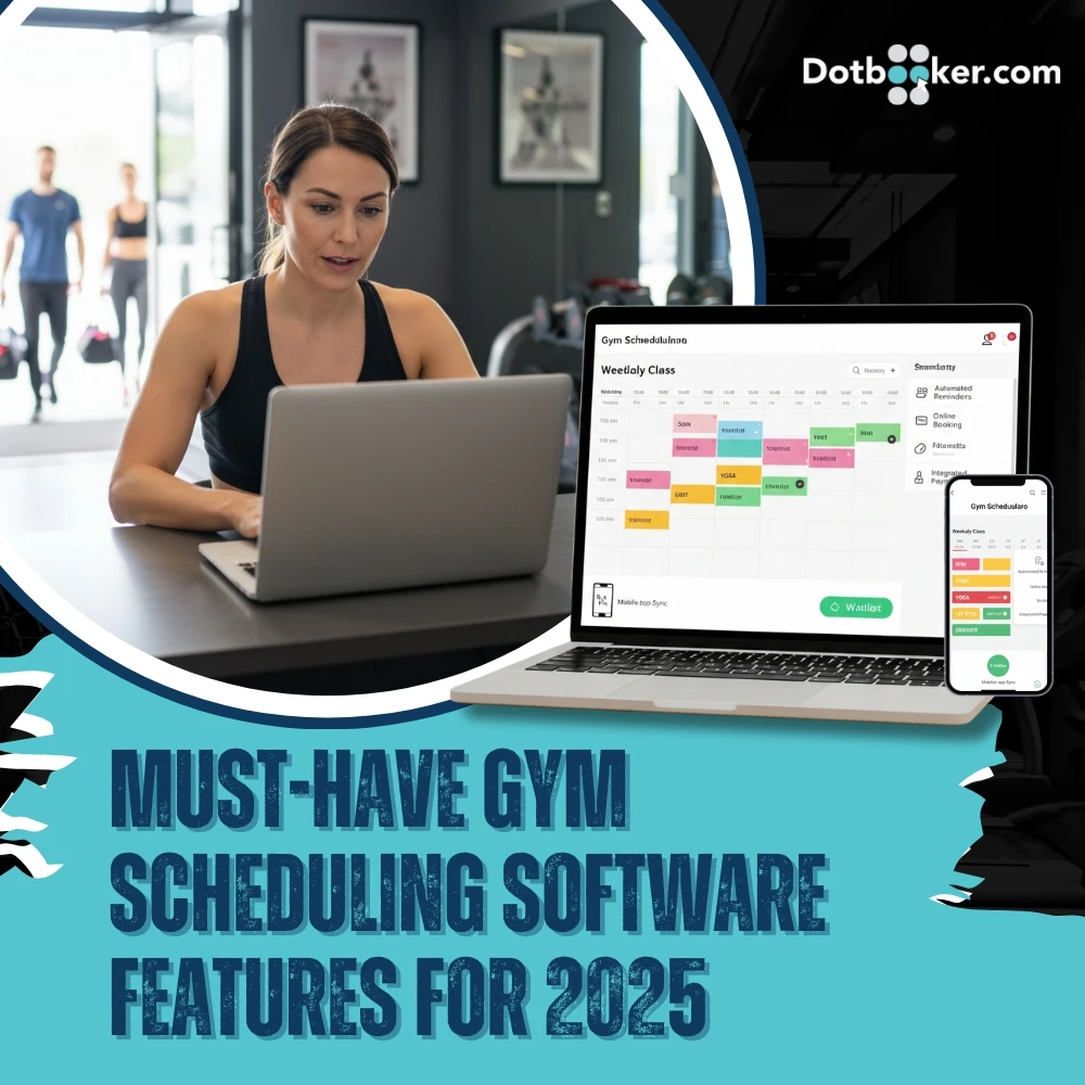 Gym members using scheduling software on mobile for real-time booking