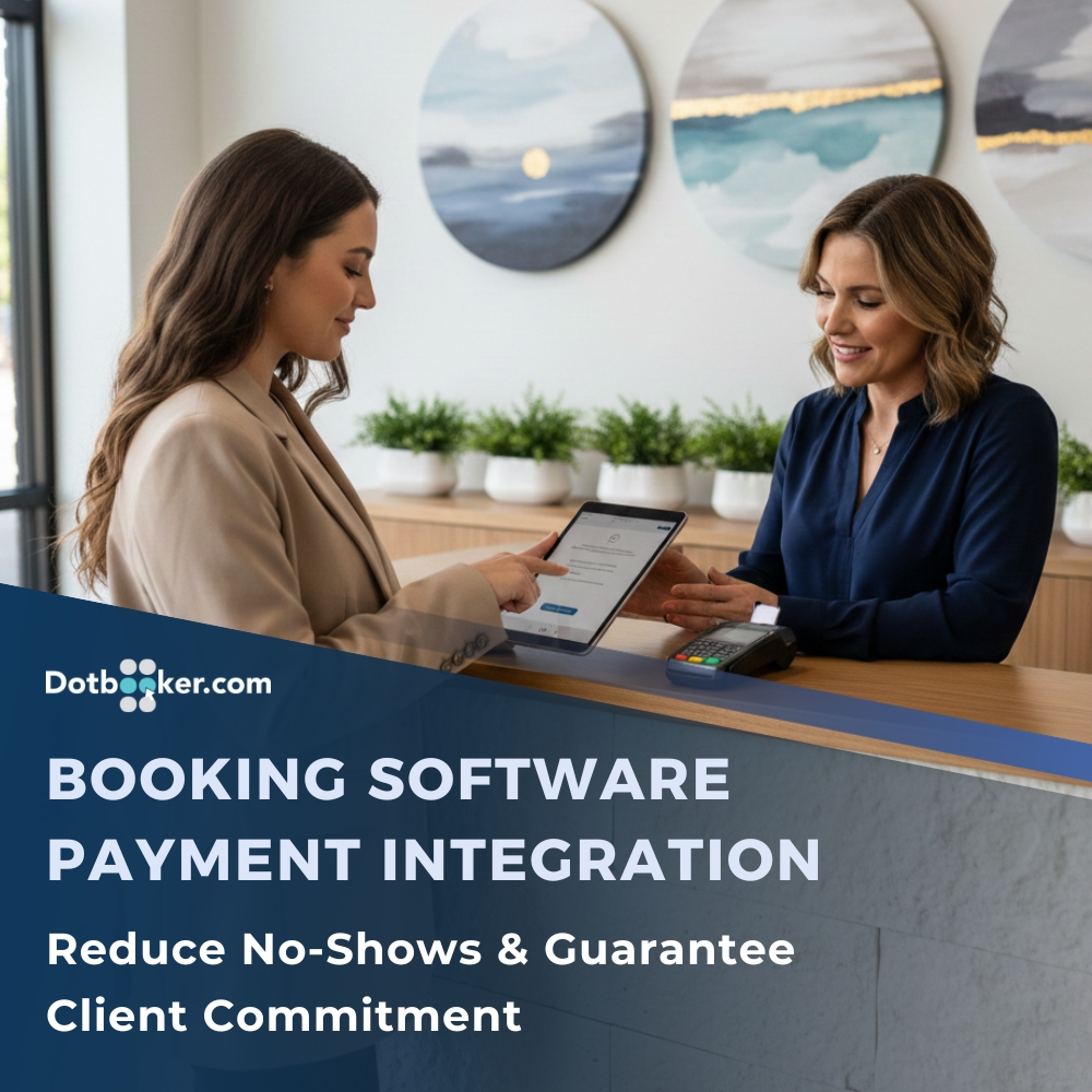 Booking software payment integration to secure client commitment