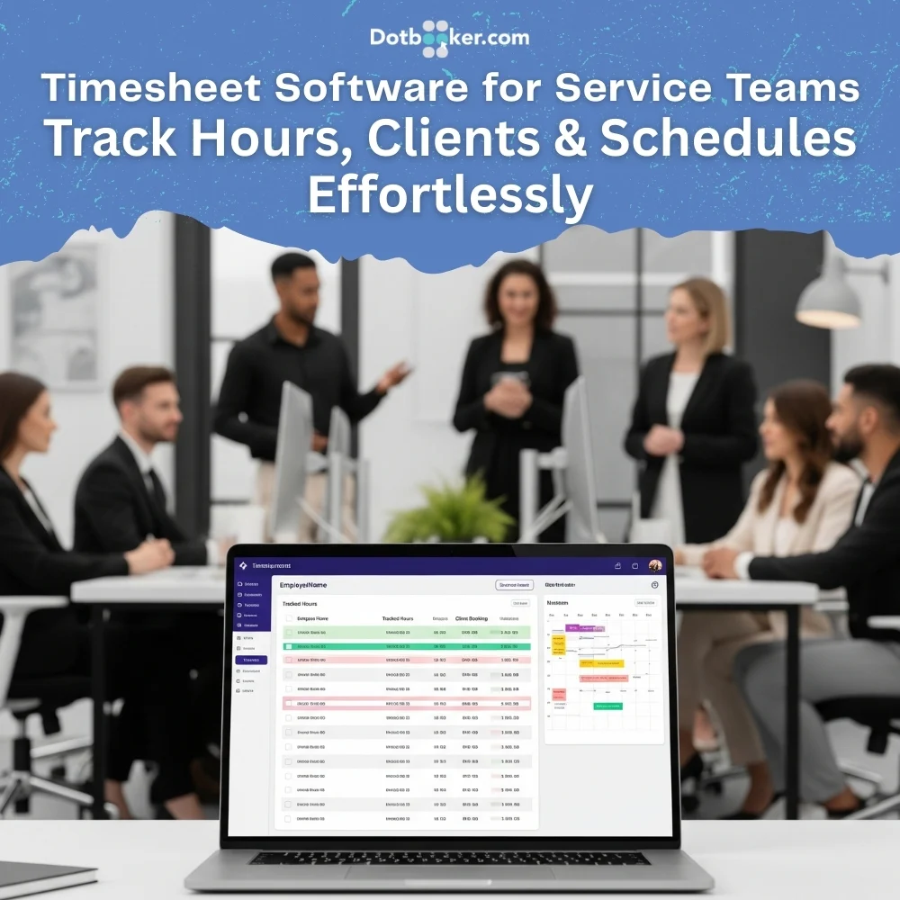 Service team tracking hours and schedules using timesheet software dashboard