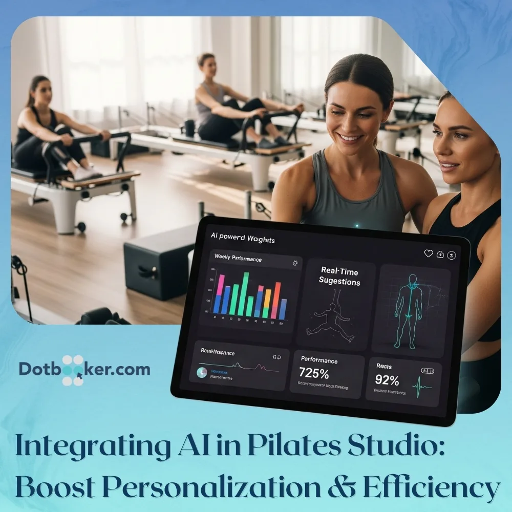 Pilates instructor using AI-powered scheduling software