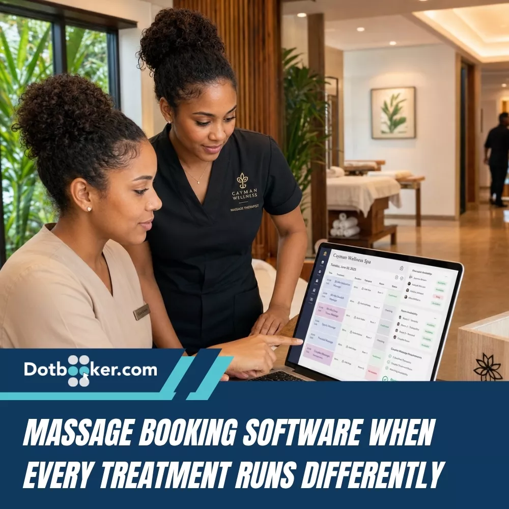 Massage appointment matching the right therapist, treatment time, and room availability.