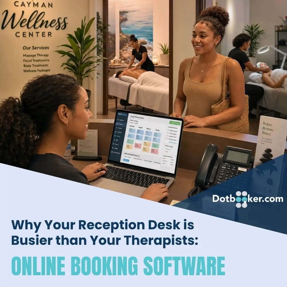 Online booking software reducing reception workload for Cayman salons