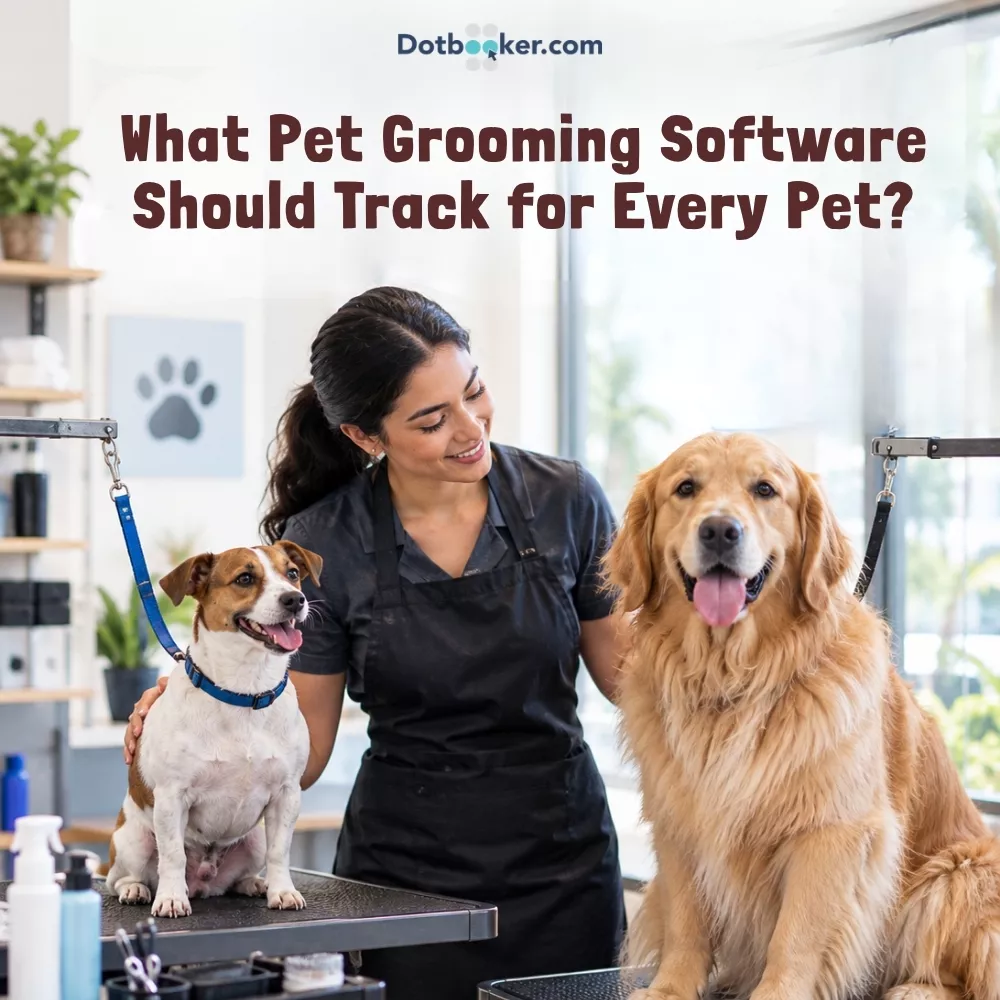 Pet grooming software tracking pet profiles, services, preferences, and appointment history, etc.