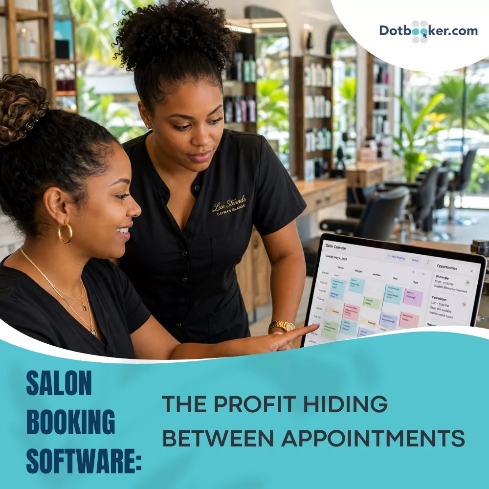 Salon booking software showing hidden profit between salon appointments